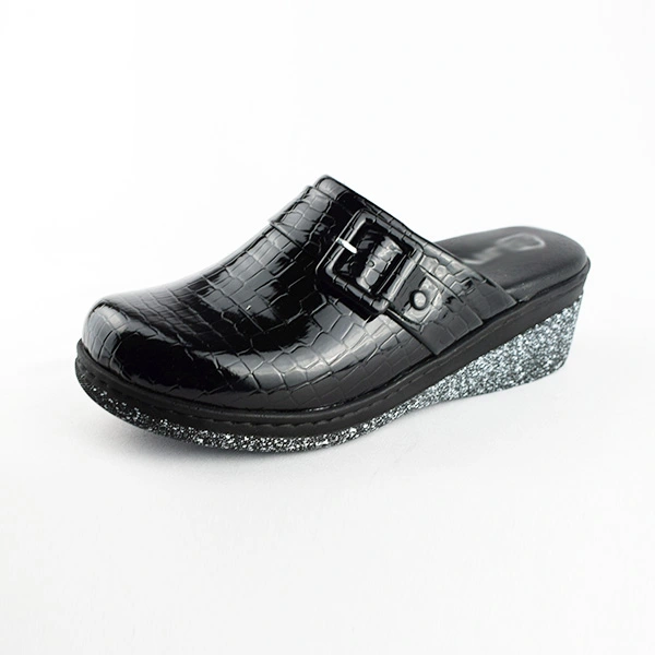 Sabot pour femme compense 080 noir  verni .....   miniature